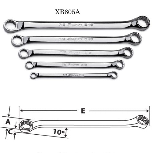 Snapon-Wrenches-Standard Handle Offset Box Wrench Set, Inches